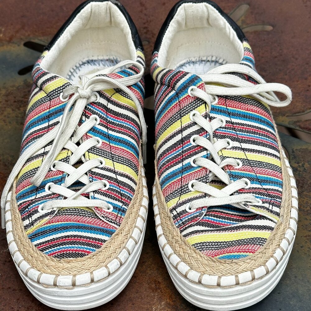 Sam Edelman Striped Lace-Up Espadrille Sneakers